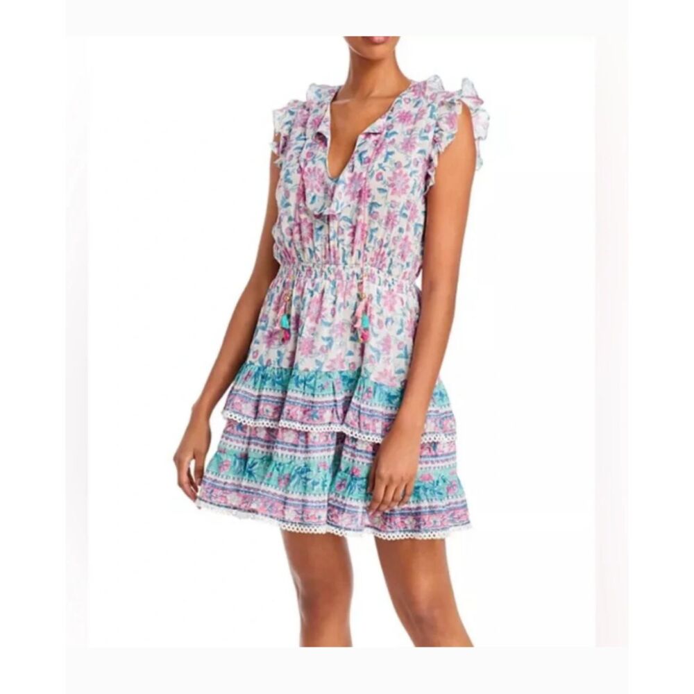 Bell by Alicia Bell Rebecca Silk Blend Floral Tiered Ruffle Mini Dress S (Flaw)